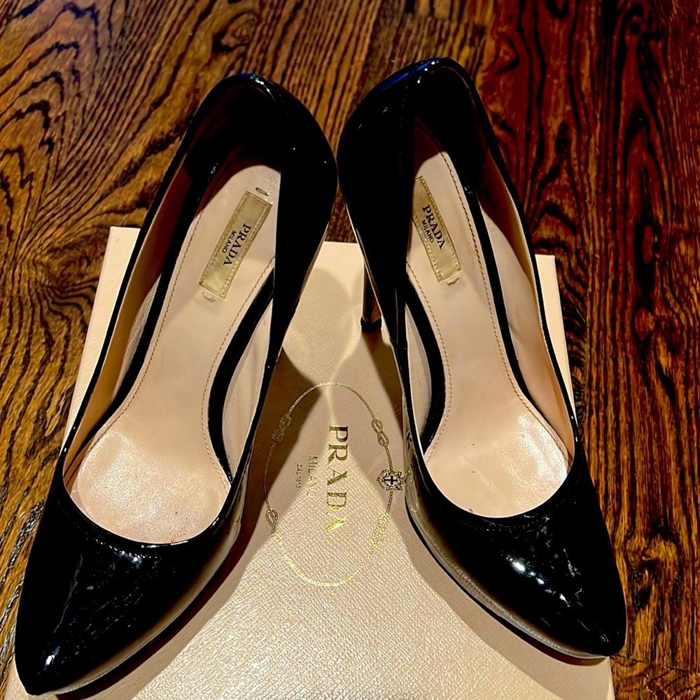 Prada pattern leather pumps